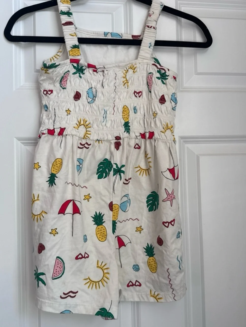 Old Navy White Tropical Print Romper with Multicolor Accents